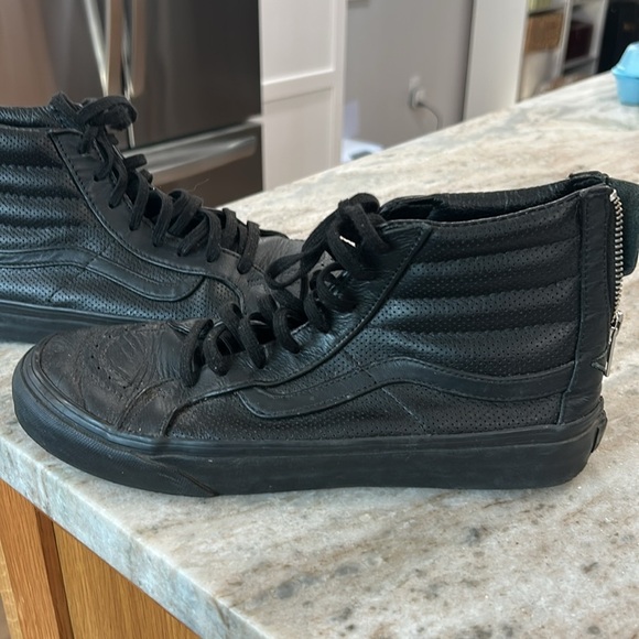 VANS LEATHER ZIP-UP SK8-HI Black zip up and tie women’s 8.5 or men’s 7.0 skate - Picture 15 of 16